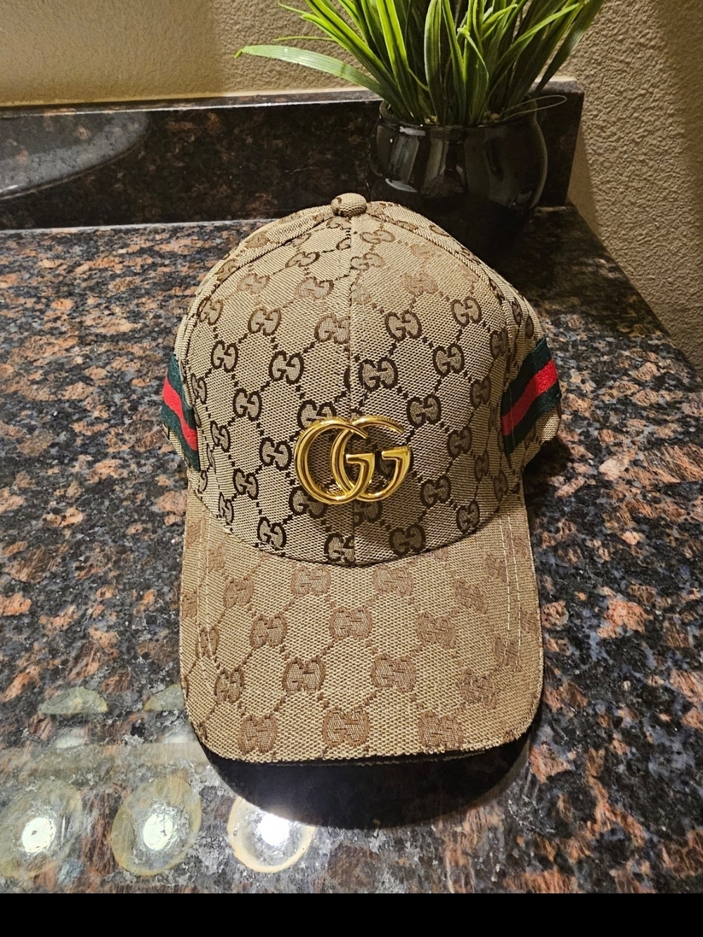 Gucci GG Monogram Baseball Cap with Gold Double G